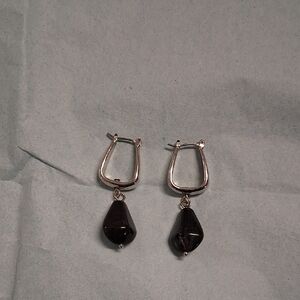 Chic Silver and Black Teardrop Earrings